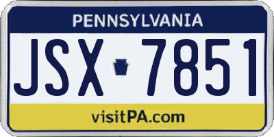 PA license plate JSX7851