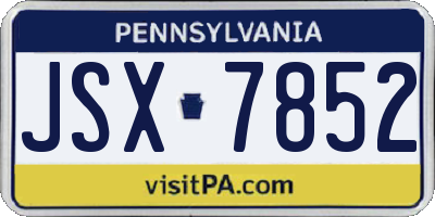 PA license plate JSX7852