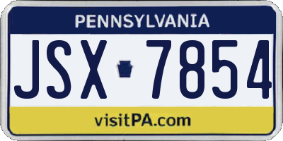 PA license plate JSX7854