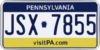 PA license plate JSX7855