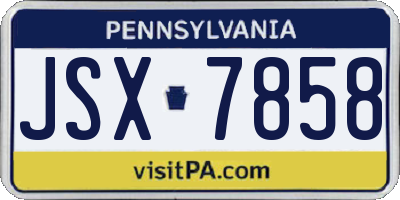 PA license plate JSX7858