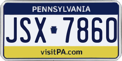 PA license plate JSX7860