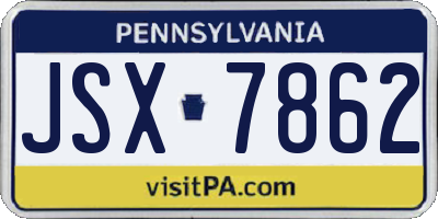 PA license plate JSX7862