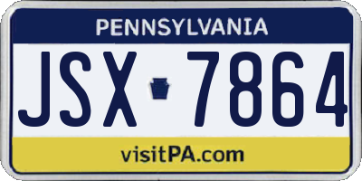 PA license plate JSX7864