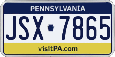 PA license plate JSX7865