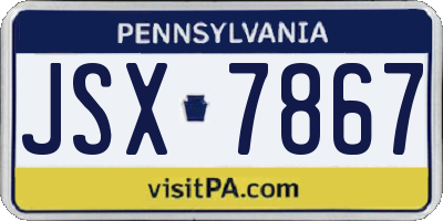PA license plate JSX7867