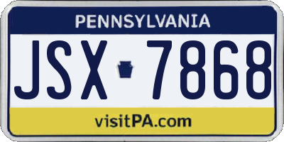 PA license plate JSX7868