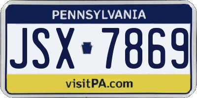 PA license plate JSX7869