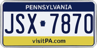 PA license plate JSX7870