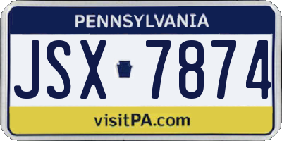 PA license plate JSX7874