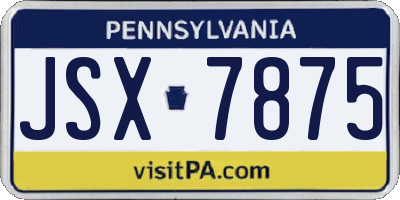 PA license plate JSX7875