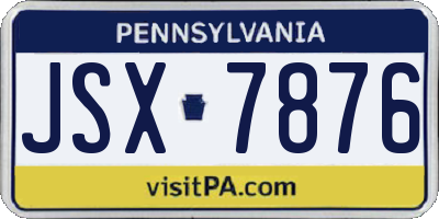 PA license plate JSX7876