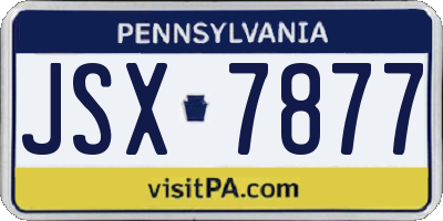 PA license plate JSX7877