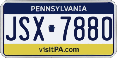 PA license plate JSX7880