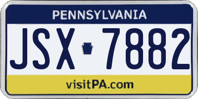 PA license plate JSX7882