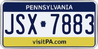 PA license plate JSX7883