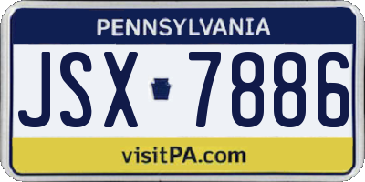 PA license plate JSX7886