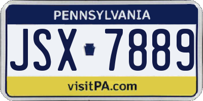 PA license plate JSX7889