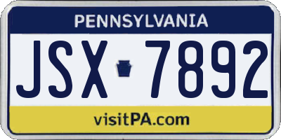 PA license plate JSX7892