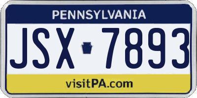 PA license plate JSX7893