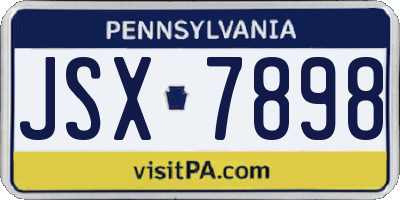 PA license plate JSX7898
