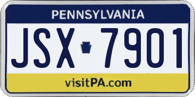 PA license plate JSX7901