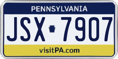 PA license plate JSX7907