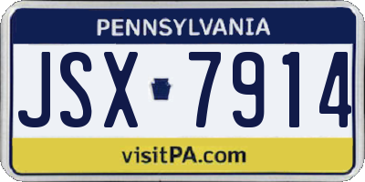 PA license plate JSX7914
