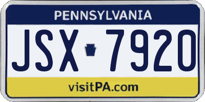 PA license plate JSX7920