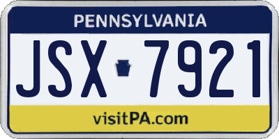 PA license plate JSX7921
