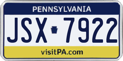 PA license plate JSX7922