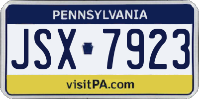 PA license plate JSX7923
