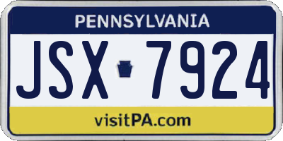 PA license plate JSX7924