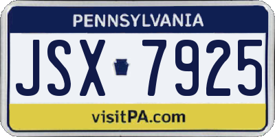 PA license plate JSX7925