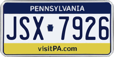 PA license plate JSX7926