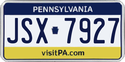 PA license plate JSX7927