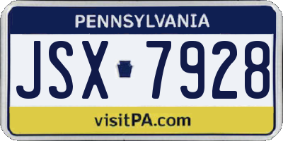 PA license plate JSX7928