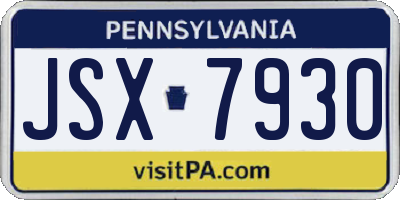 PA license plate JSX7930