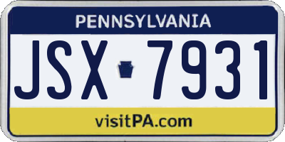 PA license plate JSX7931