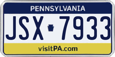 PA license plate JSX7933