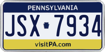 PA license plate JSX7934