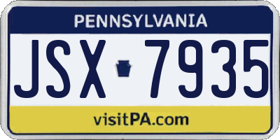 PA license plate JSX7935