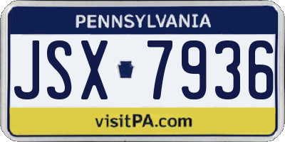 PA license plate JSX7936