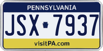 PA license plate JSX7937