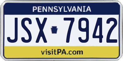 PA license plate JSX7942