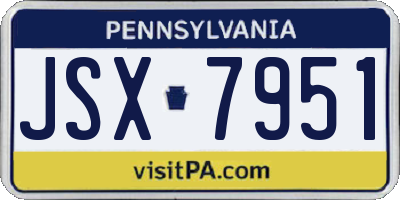 PA license plate JSX7951