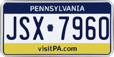 PA license plate JSX7960