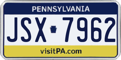 PA license plate JSX7962