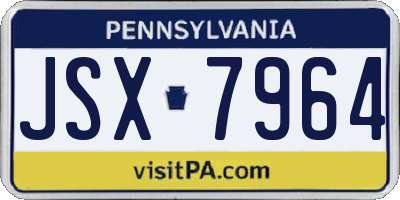 PA license plate JSX7964