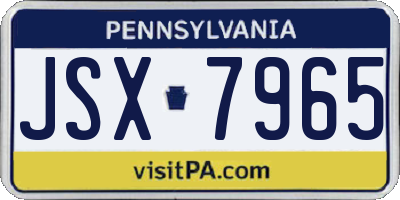 PA license plate JSX7965